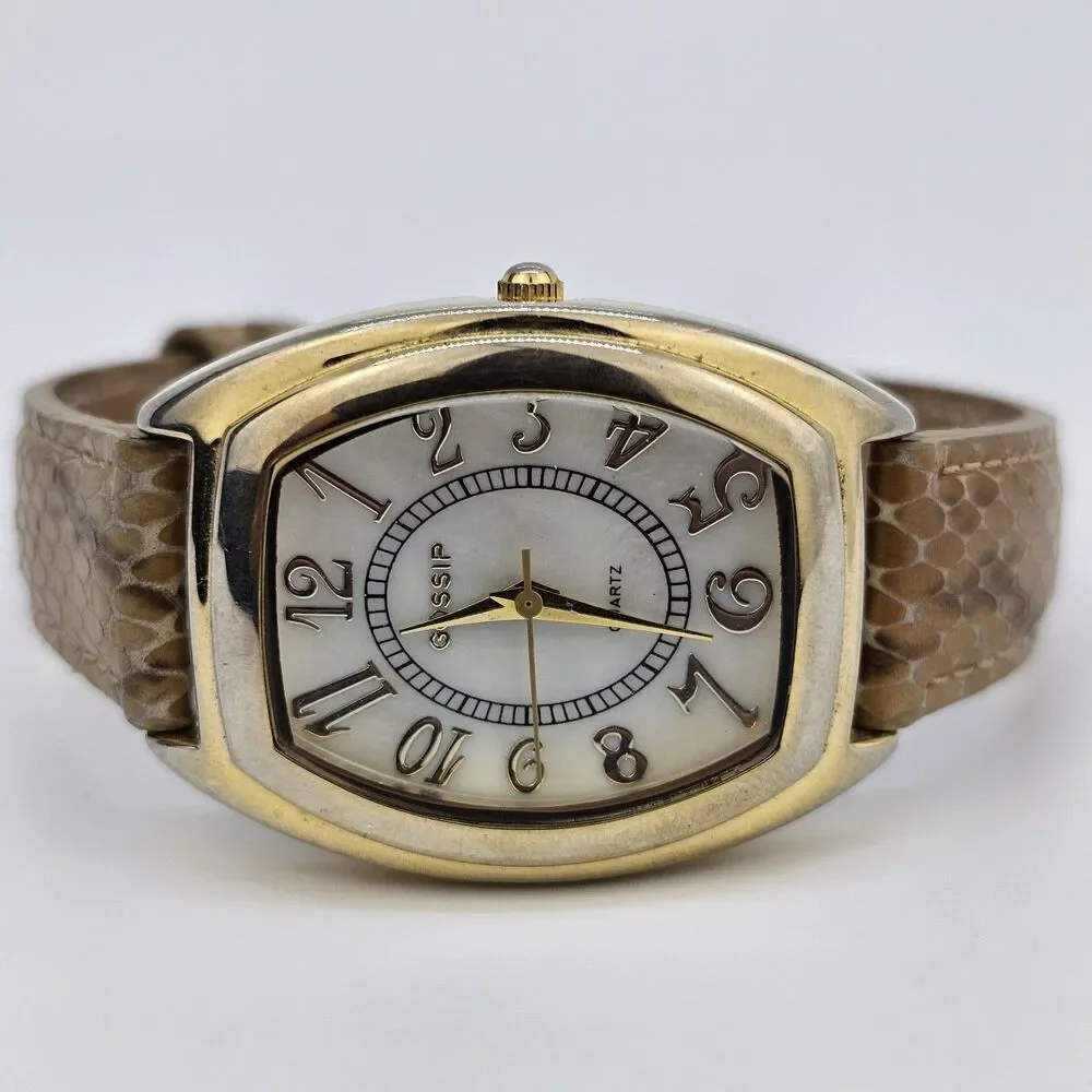 Gossip Watch Women 31MM White Dial Brown Leather Band‎ Straps New Battery